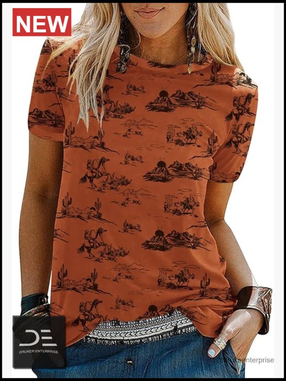 Western Graphic Tee Short Sleeve Crew Neck Cute Cowgirl T-Shirt Casual Summer